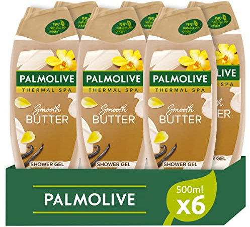 Palmolive Vanilleschaum Thermal Spa Smooth Butter 220ml x 6 mit Karitee-Butter und Vanille mit 100% natürlichem ätherisches Öl