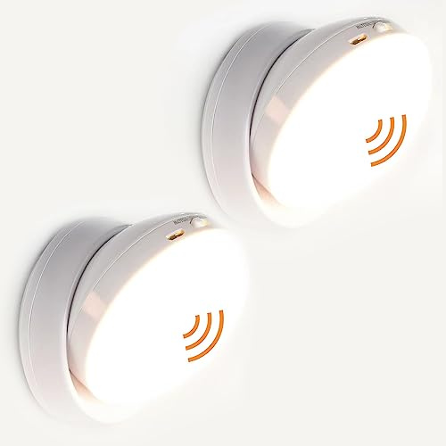 ZVM 2 Stück - LED Wandleuchte Innen mit bewegungsmelder, USB Wiederaufladbare Wandlampe mit Schalter, 360°Drehbar, 3000K/7000K Wandbeleuchtung, Kabellos Magnetische, led Bewegungslicht