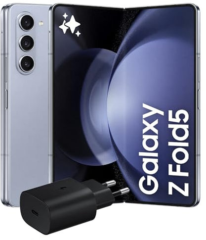 Samsung Galaxy Z Fold5 Smartphone Pieghevole, Caricatore Incluso, RAM 12GB, 256GB, Sim Free Android, Fotocamera 50MP, Display 6,2/7,6 Dynamic AMOLED 2X, Icy Blue 2023 [Versione italiana]