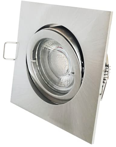 ETT Distribution GmbH LED Decken Einbaustrahler 230V inkl. 10 x 3W LED LM Farbe Edelstahl geb. LED Einbauleuchte Laura Eckig Warmweiß