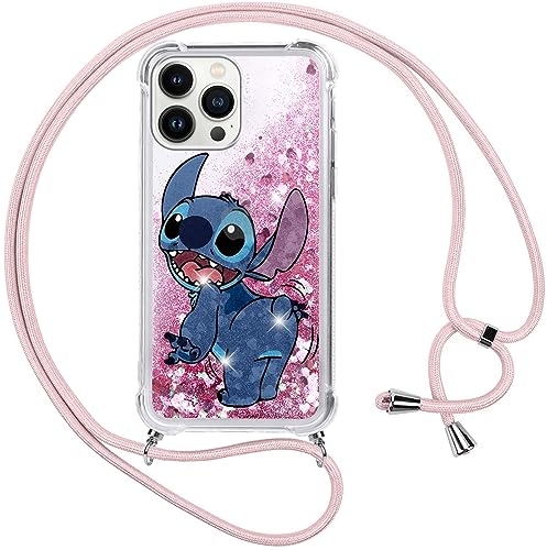 LYUBFDC Handykette für iPhone 7/iPhone 8/SE 2020/2022 4,7 Hülle mit Band, Glitzer Treibsand Handyhülle mit Kordel zum Umhängen Stoßfest TPU Schutzhülle mit Amine Stitch für iPhone SE 2020/2022, R1