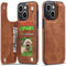 Sibada Multi-Funktionen Retro Leder Magnetic Kartenhalter Handyhülle für iPhone 15 Klappbar mit Card Slot Snap RFID Kartenhalter Ständer Schutzhülle Kartenhüllen - Braun