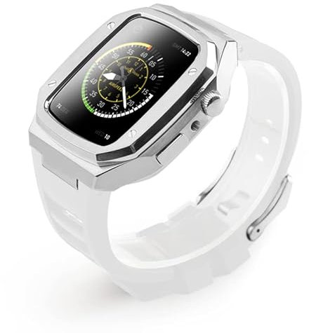 EZZON 45 mm 41 mm in acciaio inox orologio cassa set per Apple Watch Band 40 44 mm cinturino in gomma per iWatch serie 7 6 SE 5 4 kit di modifica, 40MM, Agata