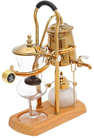 SABUIDDS Belgisch/Belgien Family Balance Siphon Kaffeemaschine 400ml Siphon Kaffeemaschine Set Vakuum-Kaffeebereiter 4-Cup Coffee Maker für Kaffee und Tee, Vintage-Design, Gold