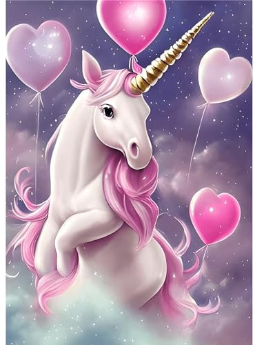 EOBROMD Diamond Painting Erwachsene Einhorn, 5D Diamant Painting Bilder Erwachsene Fantasie, DIY Diamond Painting Bilder Diamant Malerei Liebe Set für Wanddekoration 30x40cm