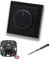 EBROM 1003 Universal ECO LED-Drehdimmer LED Dimmer mit Busch Jäger Dimmerscheibe Zentralplatte 6540-885-102 Einfachrahmen in Future Linear Schwarz matt + EBROM Phasenprüfer z. Montage des Geräts