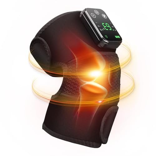 LMYDIDO Heated Knee Massager with Vibrations, Cordless Heating Knee Brace Support Wrap with Massage, Rechargeable Heated Knee Pad for Shoulder Elbow Knee Stress Relief (1 Pack)