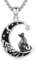 Friggem Collier Pendentif Chat,Pendentif Chat lune en Argent Sterling 925 Collier de Bijoux Femme, Cadeaux pour Femme Filles Amoureux des chats
