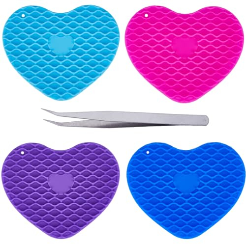 GORGECRAFT 4 colori Sottopentola A Forma di Cuore In Silicone Antiscivolo Resistente Al Calore Presine Sottopentola Grande Sottobicchiere per Tavolo Piani di Lavoro Piatti Padelle Blu Verde Viola Rosa