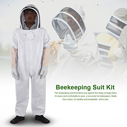 Keramik, Imkerei-Werkzeuge, Imker-Schutzausrüstung, Overall, Schaffell-Set, Anti-Bienen-Bekleidung, Anzug, Weißes Kostüm-Outfit, Schutzausrüstung, Imker-Anzug, Overall (XL)