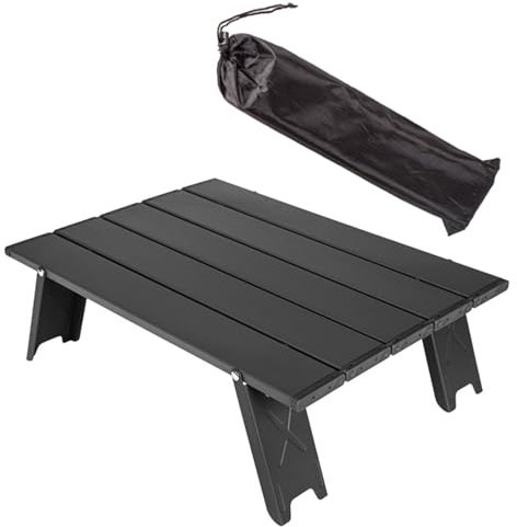 Lywencom Table Pliante,Table de Camping Pliante Portable,Table de Plage,Table multifonctionnelle compacte(Simplicité, Noir, Moyenne)