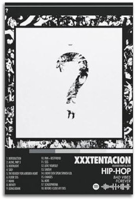 Szzmyo Xxxtentacion Album-Poster - Dekoratives Gemälde, Moderne Ästhetische Leinwandkunst für Schlafzimmer und Wohnzimmer - 30 x 45 cm, Ungerahmt