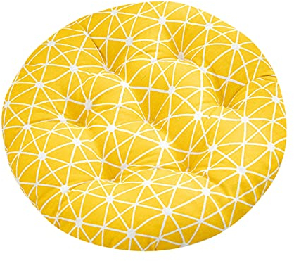 Dicke, weiche Kissen, 40,6 x 40,6 cm, runde Kissen, Bürokissen aus Baumwolle und Leinen, für Küche, Zimmer, Innenbereich, Metall, Bauernhaus, Gelb