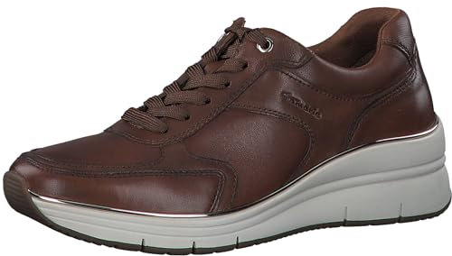 Tamaris Damen Sneaker Leder Schnürung Halbschuh 1-23764-43, Größe:39 EU, Farbe:Braun
