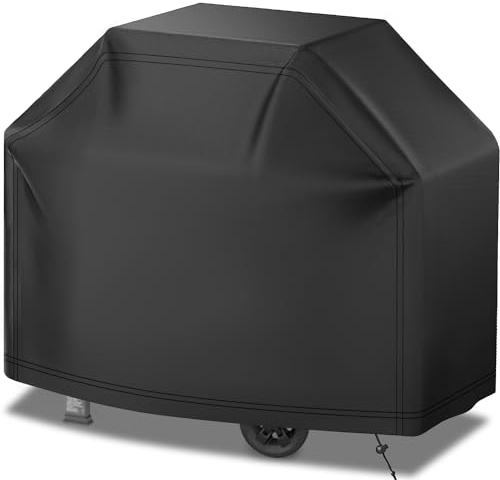 Hijolla Grillabdeckung BBQ Grillabdeckungen mit verstellbarem Saum-Kordelzug, 144,8 cm L x 61 cm B x 121,9 cm H, Schwarz