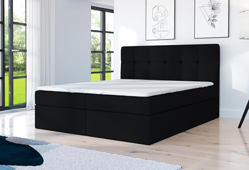 A&J MöbelLand Boxspringbett 180x200 mit Bettkasten und Lattenrost – ARNOR, Bett mit Matratze und Stauraum in Azur 13