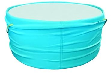 Belhome Table Basse Ronde 80 cm Turquoise en Cuir et Verre trempé - KAWI -