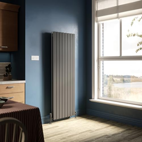 ZANOFIRA 1800 x 608 mm Anthracite Vertical Column Radiator Double Flat Panel Designer Tall Upright Radiators RAD