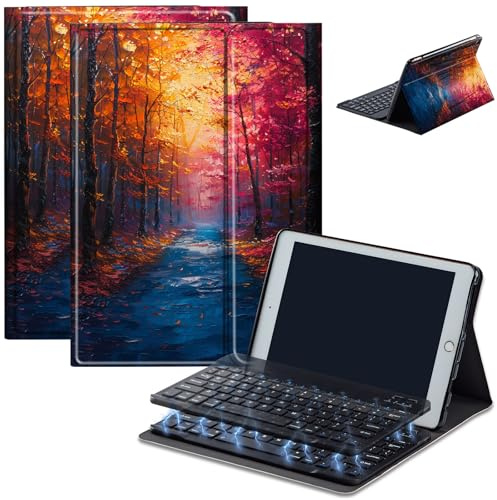 Keyboard Case for Amazon Fire Max 11 (13th Generation, 2023 Release), Detachable Wireless Bluetooth Keyboard and Auto Sleep/Wake Fire Max 11 Tablet Case with Keyboard, Autumn Forest