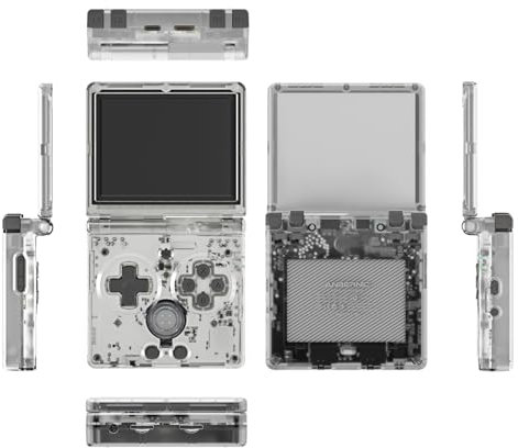 RG35XXSP Retro Handheld Game Console , 3.5 Inch IPS Screen Linux System Built-in 64G TF Card 5532 Games Support Music Video e-Book and HDMI TV Output (RG35XXSP-White)