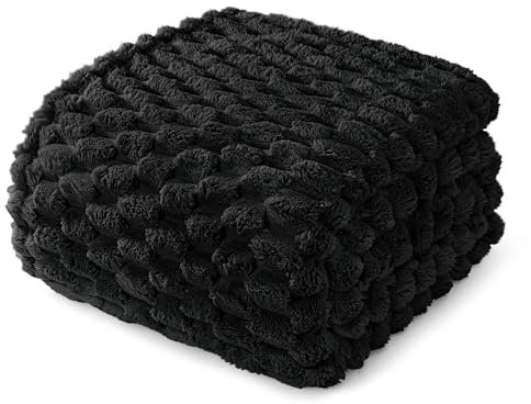 Whale Flotilla Kuscheldecke Flauschige Decke mit 3D-Jacquard-Muster, Exquisite und Warme Wohndecke Sofadecke für Ganzjahreszeiten, 150x200 cm, Schwarz