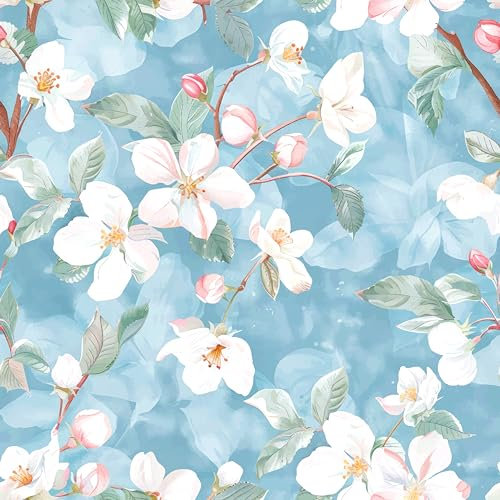 frelook Selbstklebende Tapete Wandpapier Blumen Pflanzen Design, Grün, Vintage Deko Klebefolie für Möbel, Wände, Wohn, Schlafzimmer, Wasserdicht Florale Tapete Möbelaufkleber Dekorfolie 40x300cm