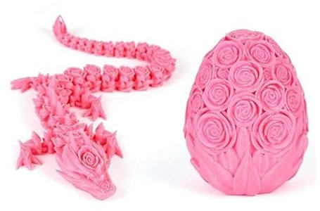 3D Printed Rose Dragon Egg With Dragon Inside, Articulated Dragon Egg Toy, Creative Flying Dragon Crystal Dragon Ornament, Unique Home Desktop Decoration Designed By Collectors (Pink)