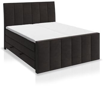 moebel-eins Valerius Boxspringbett mit Bettkasten, 180x200 cm, Härtegrad 2/3, Bezug Stoff Anthrazit