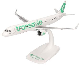 herpa Avion Miniature Snap-Fit Transavia Airbus A321neo - PH-YHZ, Miniature à l'échelle 1:200, pièce de Collection, modèle avec Support, Plastique