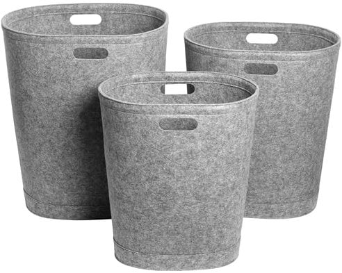 Libaro Wäschesammler 3er Set Wäschekörbe aus Filz Stapelbar 80l 60l 40l mit Griffen Anthrazit Grau abwaschbar 3 x Wäschekorb Wäschesack für Aufbewahrung im Badezimmer Aufbewahrungskorb