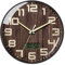 NUOVO Wanduhr mit Thermometer und Hygrometer, 30 cm, Holzoptik Braun, Große Zahlen, LCD-Display
