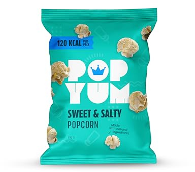 POPYUM Sweet & Salty Vegan Popcorn Multipack, 12-Pack of 23g Bags | Halal & Kosher Multipack Snacks | Dairy-Free, Low-Calorie Office Snacks | Movie Night Popcorn Snacks | 120 Kcal per Pack