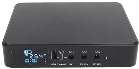 Ununterbrochener Stromversorgung, UPS -Batterie -Backup -Einbau in Adapter 10400MAH USB Typ C 5V DC 5V 9V 12 V mit Digitalanzeige für Kameras, Router (EU-Stecker)