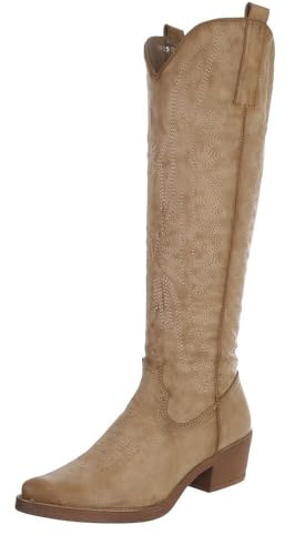 Ital Design Damen Stiefel mit Reißverschluss und Blockabsatz, spitze Form