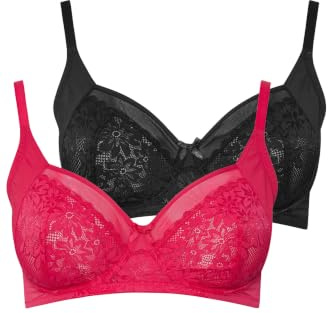 Yourset 2 Pack Curve & Black Lace Mesh Underwired Bras - Women's - Plus Size Curve