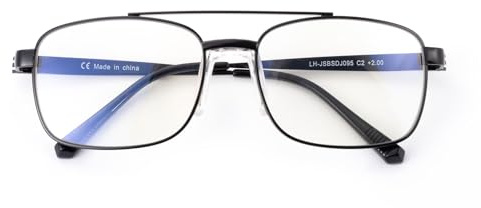 OuShiun Lesebrille für Männer, Anti-blaues Licht, Leicht, modisch und bequem, Computer Lesen mit blauem Lichtfilter und Federscharnier, Silber, 1.5
