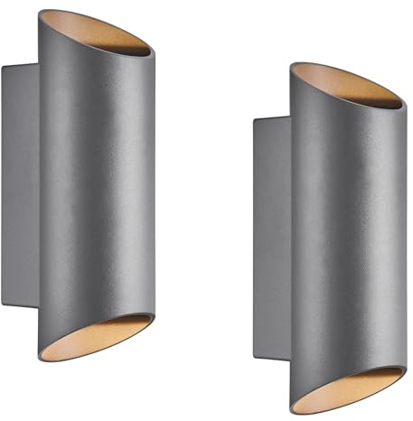 Nordlux Nico Round 22 Wandlampen 2er-Set Anthrazit – IP54 Outdoor GU10 Up/Down Außenleuchten, Rundes Design für Fassaden & Eingänge – Jetzt Günstiger im Doppelpack!