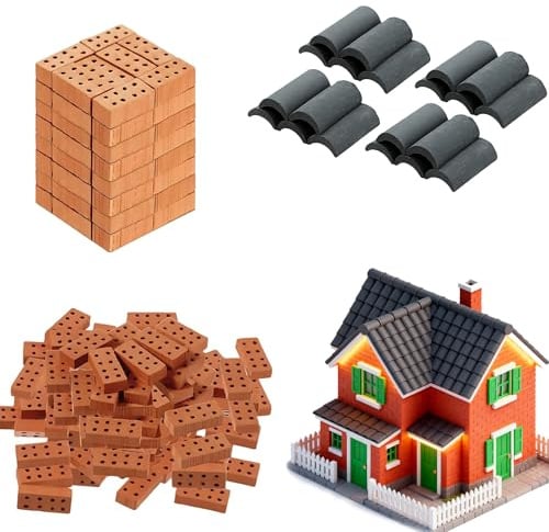 QIUMING Modellbau Backsteine Steine Mini Ziegel Rote Mini Modellziegel Brick für Handwerk Gefälschte ，DIY Gartendekoration, Modellbau, Landschaftsdekoration (rot,2x1x0,5cm)
