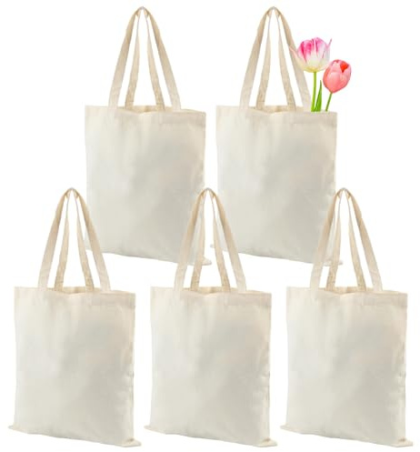 Vaktop Jutebeutel, 40x35cm Stofftasche, Baumwolltasche Unbedruckt, Stofftaschen zum Bemalen, Stoffbeutel Einkaufstasche mit Zwei Langen Henkeln für Sport, Shopping, Lebensmittel