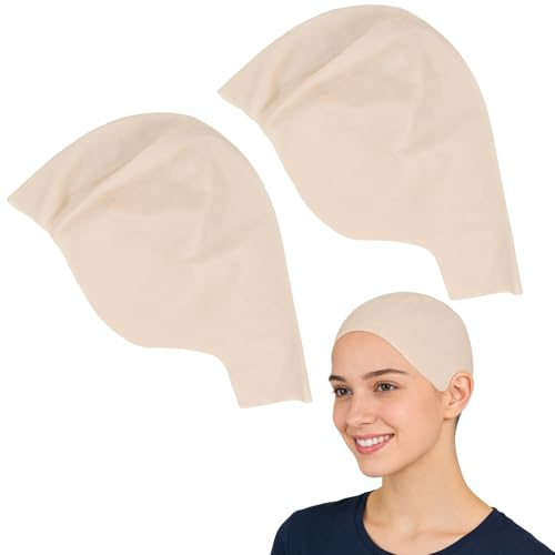 2 Stück Glatzenkappe Latex Glatze Perücke- Hautfarben Glatzkappe anpassbar durch Schneiden, Glatzenmütze Kopfbedeckung Kappe, Perückenkappe Bald Cap für Cosplay Karneval Make Up Costumeheadwear