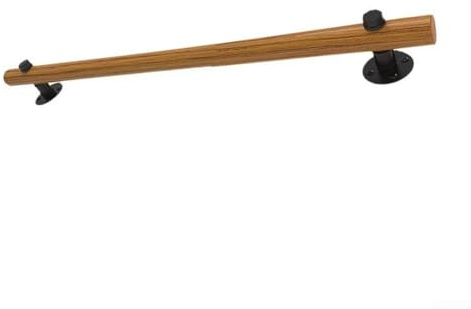 Hasaller Handlauf Holz für Treppen Kiefer Wandgeländer 50cm Länge mit Wandhalterungen Natur Kiefer Holz Textur Rund Design Rutschfester Griff für Balkon Flur Terrasse Stufen