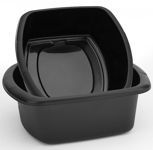 besto Washing Up Bowl for Sink | Set of 2 (7 & 9 Liter) Rectangle Kitchen Sink Bowls | Black Wash Up Basin Bowl for Kitchen Sinks