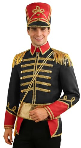 Zanisouta Zirkusdirektor Kostüm Herren Cosplay Soldat Top Jacke Mit Hut Mittelalter Militär Offizier Mantel Renaissance Viktorianisch Prinz Nussknacker Blechmann Fasching Party Outfit