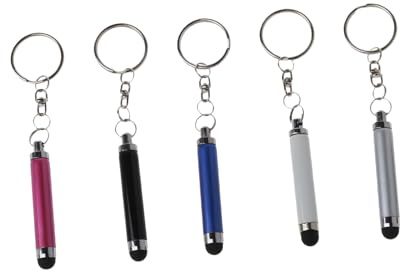 HYTROVE Stylet pour Écran Tactile Petit et Compact Porte-clés, Lot de 5 Stylos en Plastique et Métal pour Tablettes et Produits Électroniques Couleur Aléatoire