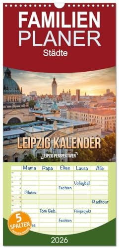 Familienplaner 2026 - Leipzig Kalender Perspektiven mit 5 Spalten (Wandkalender, 21 cm x 45 cm), CALVENDO: Gutdesign Leipzig Kalender 2023 Perspektiven (CALVENDO Orte)