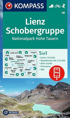 KOMPASS Wanderkarte 48 Lienz, Schobergruppe, Nationalpark Hohe Tauern 1:50.000: 5in1 Wanderkarte mit Aktiv Guide, Detailkarten und Panorama inklusive ... in der KOMPASS-App. Fahrradfahren. Skitouren.