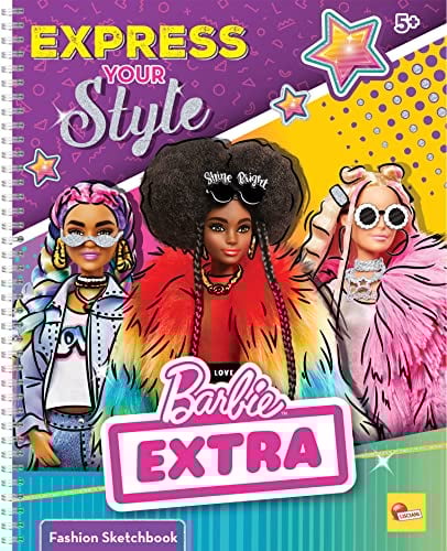 Lisciani - BARBIE - Cuaderno de Bosquejo Expresa tu Estilo - Modelos BARBIE para Vestir - Juego Creativo - Marcadores de Color - Para Chicas a Partir de 5 Años