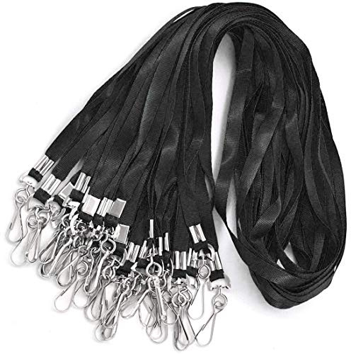 Bird Fiy Badge Lanyards for ID Name Badge Holder/Name Tags (50Pcs, Black)