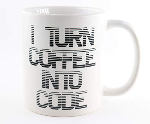PICSonPAPER Tasse mit Spruch I Turn Coffee into Code, Kaffeetasse, Keramiktasse, Tasse mit lustigem Spruch, Nerd-Tasse, Tasse für Programmierer, Tasse für Computerfreaks