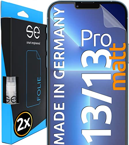 2x se® 3D SCHUTZFOLIE Entspiegelt für Apple iPhone 13 / 13 Pro,Anti-Staub, 100% Fingerabdruck & FaceID kompatibel, einfache blasenfreie Installation, Ultra-Klar, Stoß-Kratzfest, aus Deutschland